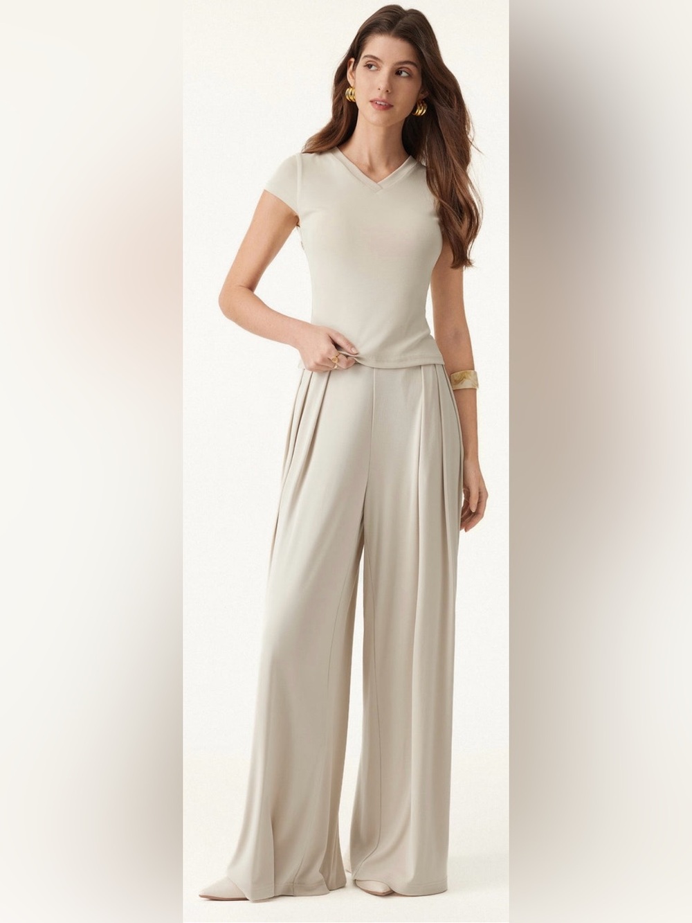 NWT OGL Sandwashed Mid Rise Pleated Wide Leg Palazzo Pant with Pockets XS